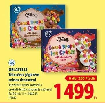 GELATELLI Tölcséres jégkrém színes draszéval