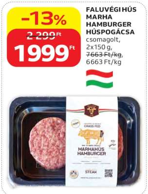 FALUVÉGI HÚS MARHA HAMBURGER HÚSPOGÁCSA