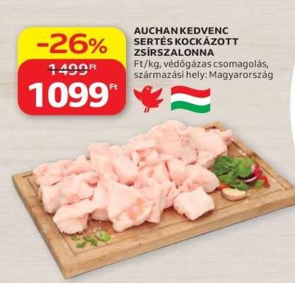 Auchan Kedvenc Sertés Kockázott Zsírszalonna