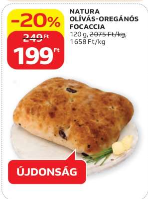 NATURA OLÍVÁS-OREGÁNÓS FOCACCIA