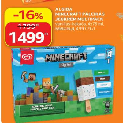 ALGIDA MINECRAFT PÁLCIKÁS JÉGKRÉM MULTIPACK