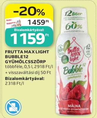 FRUTTA MAX LIGHT BUBBLE12 GYÜMÖLCSSZÖRP