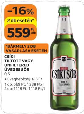 CSÍKI TILTOTT VAGY UNFILTERED ÜVEGES SÖR