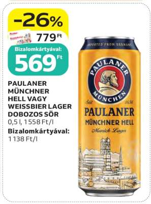 PAULANER MÜNCHNER HELL VAGY WEISSBIER LAGER DOBOZOS SÖR