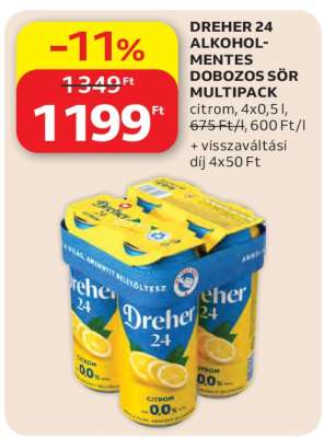 DREHER 24 ALKOHOLMENTES DOBOZOS SÖR MULTIPACK