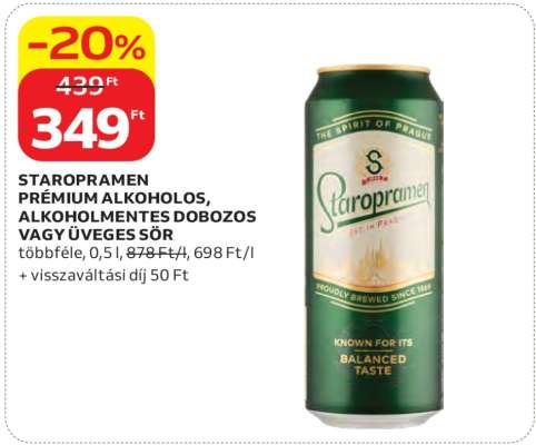 STAROPRAMEN PRÉMIUM ALKOHOLOS, ALKOHOLMENTES DOBOZOS VAGY ÜVEGES SÖR