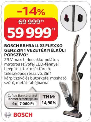 BOSCH BBH3ALL23 FLEXXO GEN2 2IN1 VEZETÉK NÉLKÜLI PORSZÍVÓ