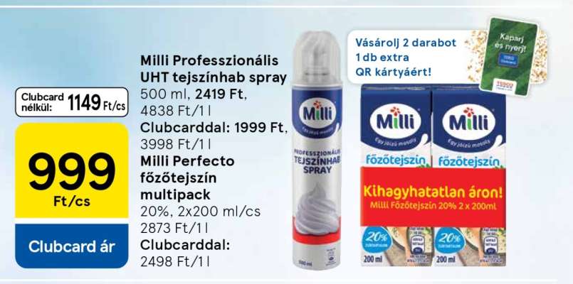 Milli Professzionális UHT tejszínhab spray