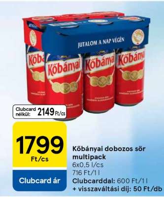 Kőbányai dobozos sör multipack
