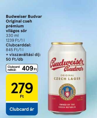 Budweiser Budvar Original cseh prémium világos sör
