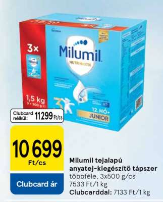 Milumil tejalapú anyatej-kiegészítő tápszer