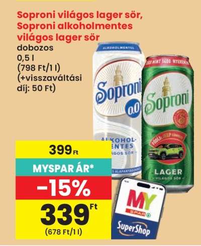 Soproni világos lager sör, Soproni alkoholmentes világos lager sör
