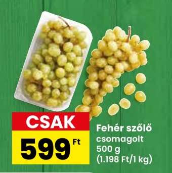 Fehér szőlő csomagolt