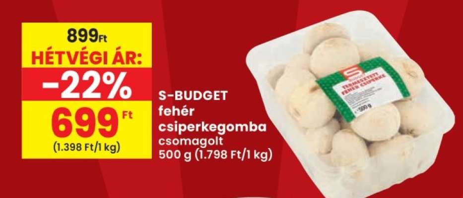 S-BUDGET fehér csiperkegomba csomagolt