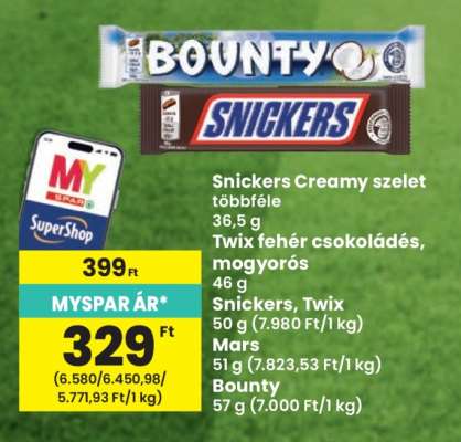 Snickers, Twix, Mars, Bounty