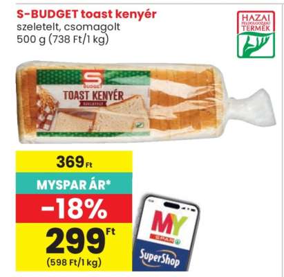 S-BUDGET toast kenyér
