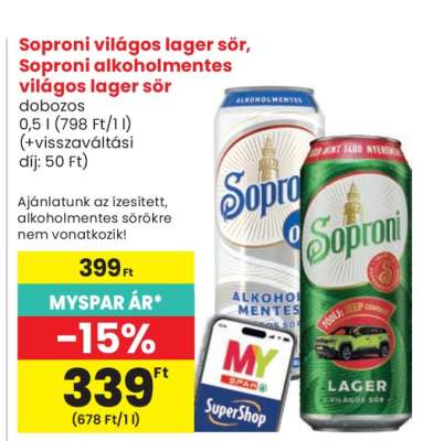Soproni világos lager sör, Soproni alkoholmentes világos lager sör