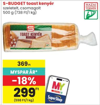 S-BUDGET toast kenyér