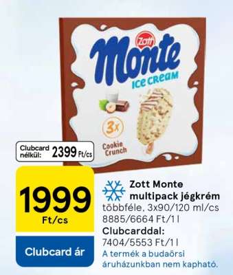 Zott Monte multipack jégkrém