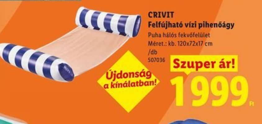 CRIVIT Felfújható vízi pihenőágy