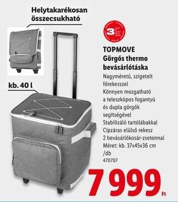 TOPMOVE Görgős thermo bevásárlótáska