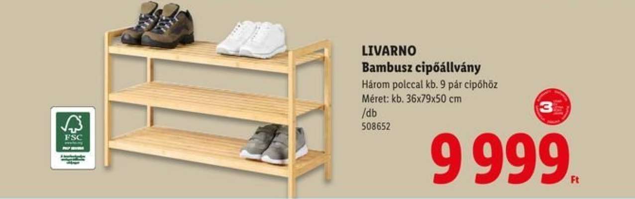 LIVARNO Bambusz cipőállvány