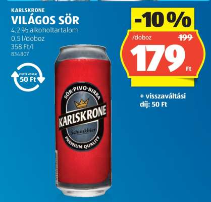 KARLSKRONE VILÁGOS SÖR