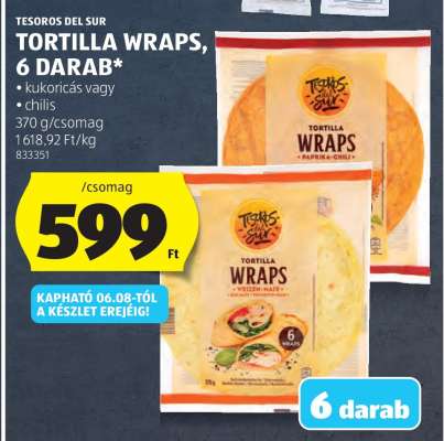 Tesoros del Sur Tortilla Wraps, 6 darab