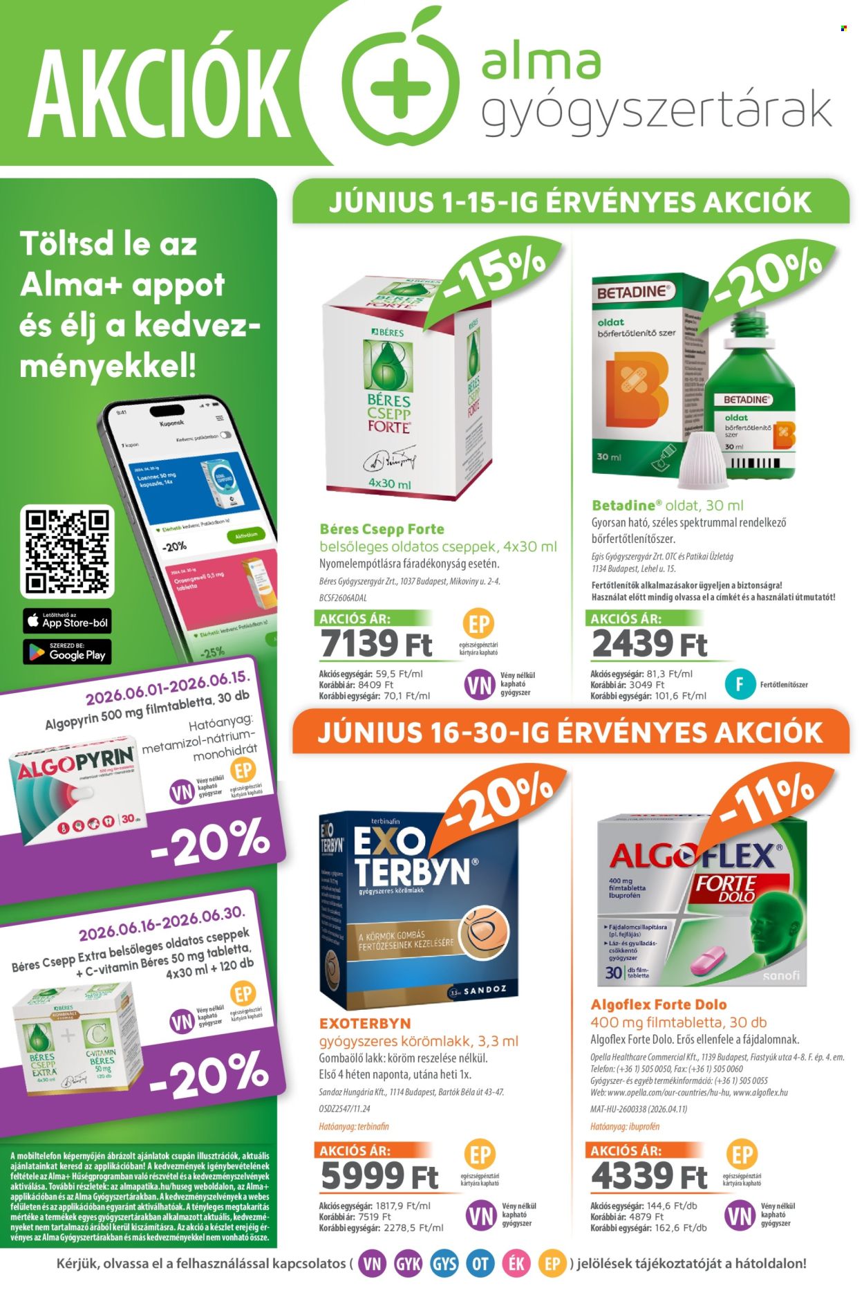 Alma Gyógyszertárak akciós újságok - 2026.06.01 - 2026.06.30. Oldal 1