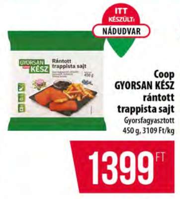Coop Gyorsan kész rántott trappista sajt