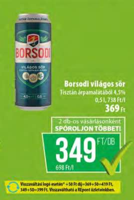 BORSODI Világos sör