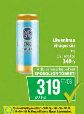 LÖWENBRAU Világos sör*