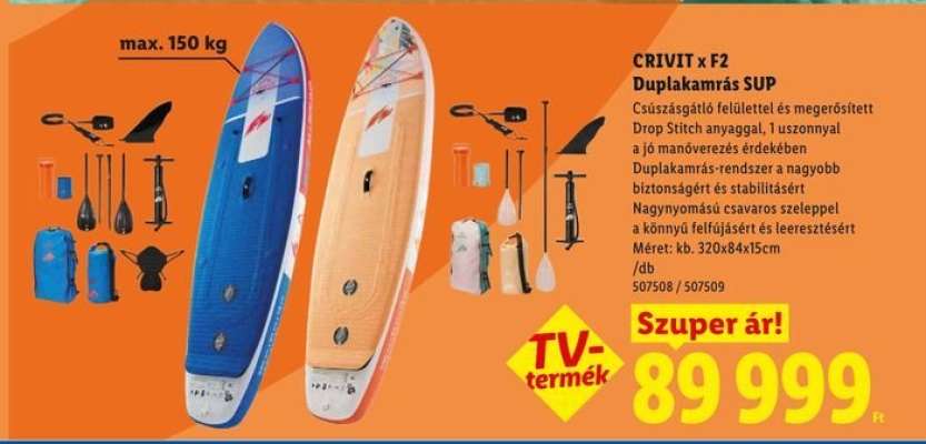 CRIVIT x F2 Duplakamrás SUP