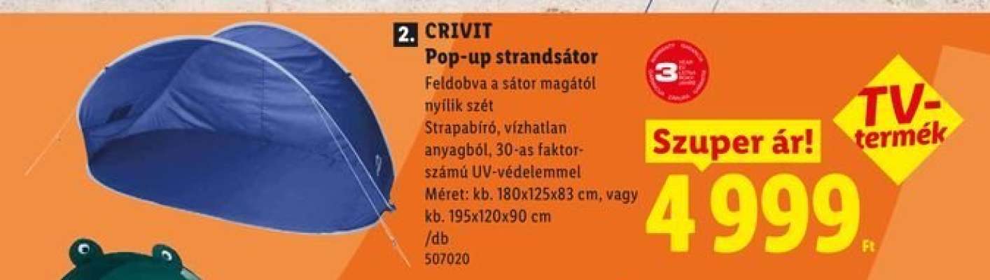 CRIVIT Pop-up strandsátor