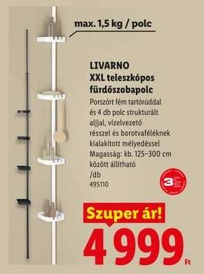 LIVARNO XXL teleszkópos fürdőszobapolc