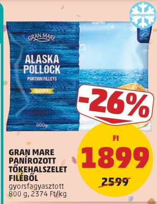 GRAN MARE PANÍROZOTT TŐKEHALSZELET FILÉBŐL
