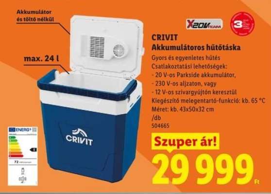 CRIVIT Akkumulátoros hűtőtáska