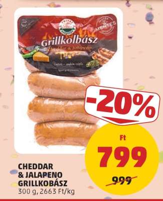 CHEDDAR & JALAPENO GRILLKOLBÁSZ