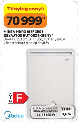 MIDEA MDRD168FGE01 EGYAJTÓS HŰTŐSZEKRÉNY