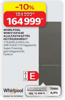 WHIRLPOOL WHKS1341G4E ALULFAGYASZTÓS HŰTŐSZEKRÉNY