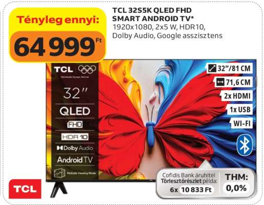 TCL 32S5K QLED FHD SMART ANDROID TV