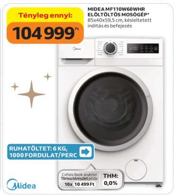 MIDEA MF110W60WHR ELÖLTÖLTŐS MOSÓGÉP
