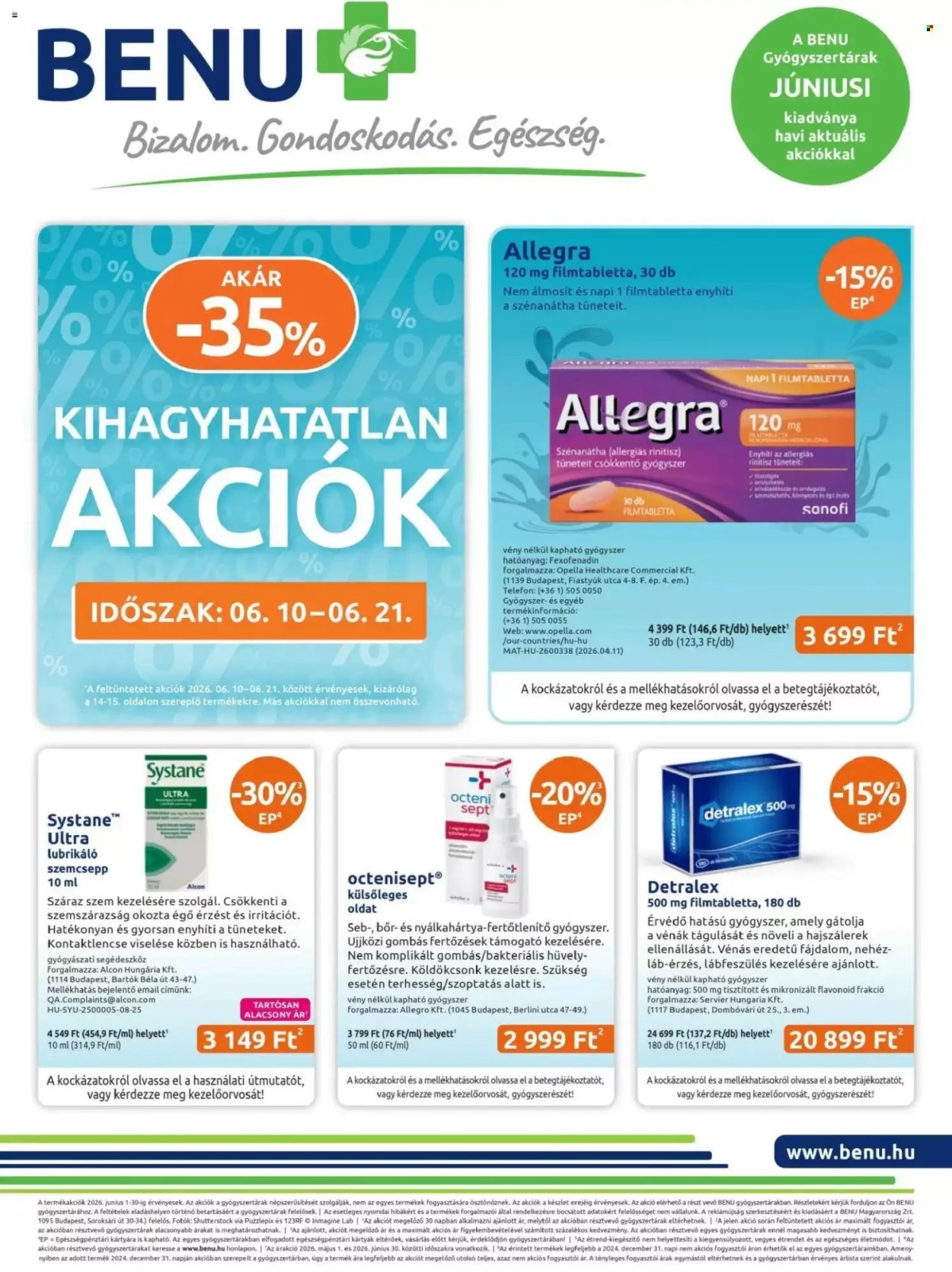 BENU Gyógyszertár akciós újságok - 2026.06.01 - 2026.06.30. Oldal 1
