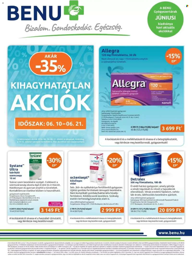 Újság BENU Gyógyszertár - 2026.06.01 - 2026.06.30.