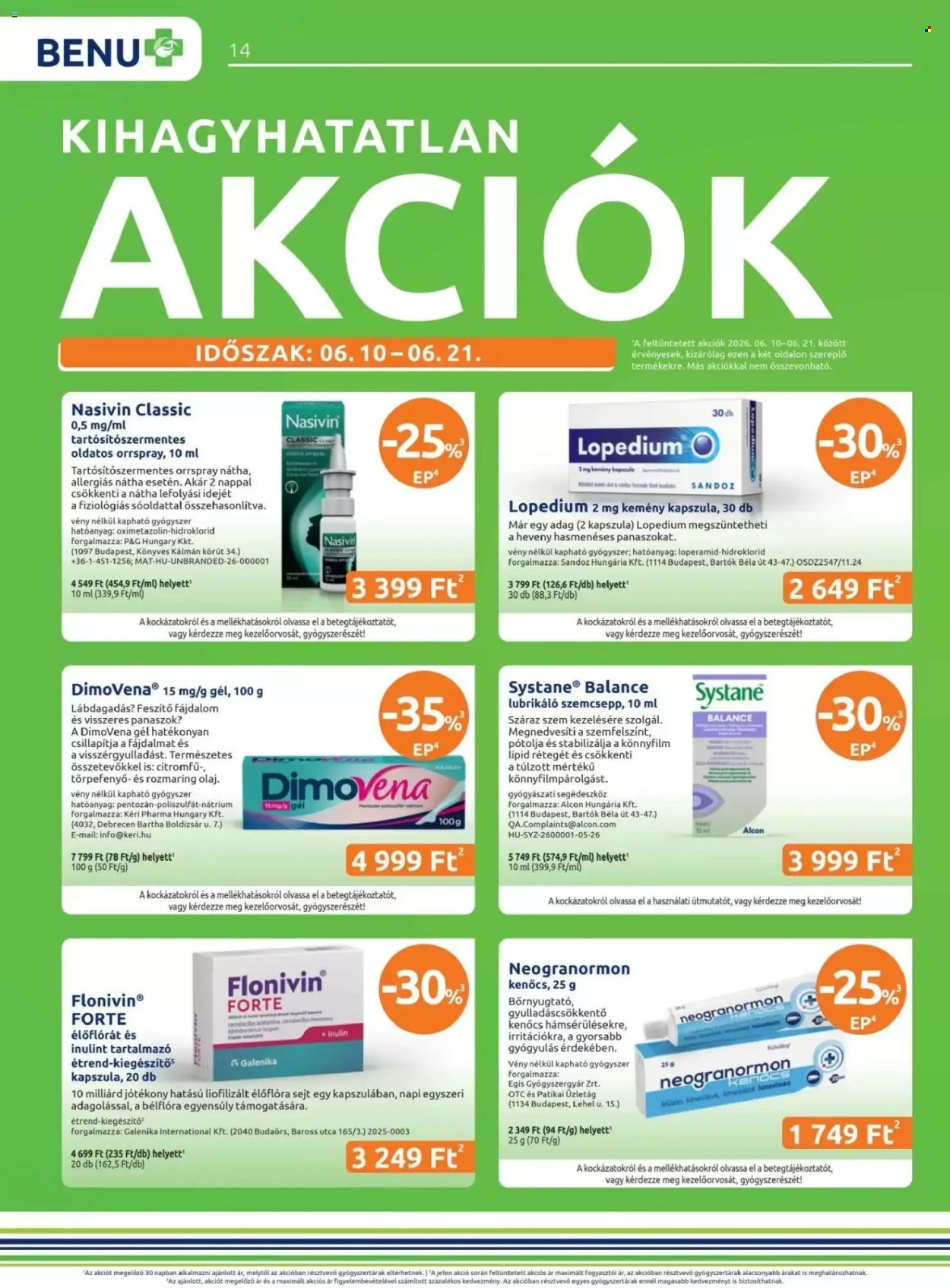 BENU Gyógyszertár akciós újságok - 2026.06.01 - 2026.06.30. Oldal 14