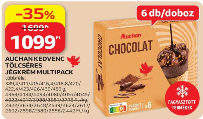 Auchan Kedvenc Tölcséres Jégkrém Multipack