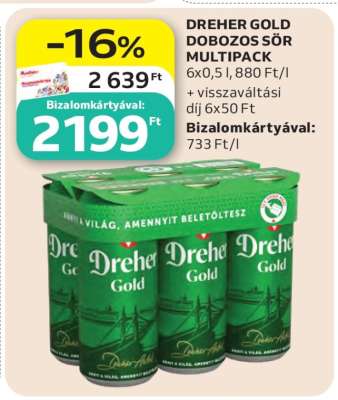 Dreher Gold dobozos sör multipack