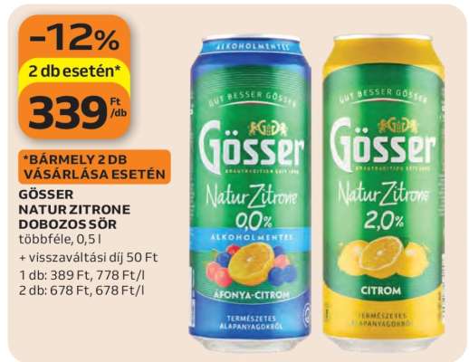 Gösser Natur Zitrone Dobozos Sör