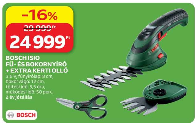 BOSCH ISIO FŰ- ÉS BOKORNYÍRÓ + EXTRA KERTI OLLÓ