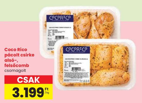 Coco Rico pácolt csirke alsó-, felsőcomb csomagolt
